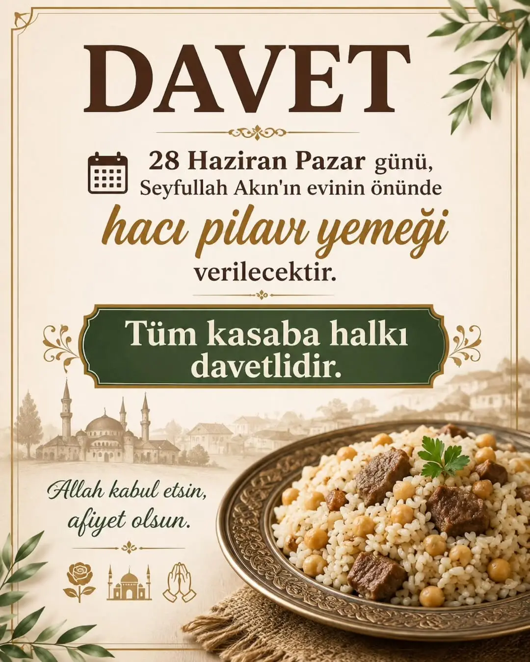 Afyonkarahisar AhmetPaşa Belediyesi'nden Önemli Duyuru: Hacı Pilavı Etkinliği!