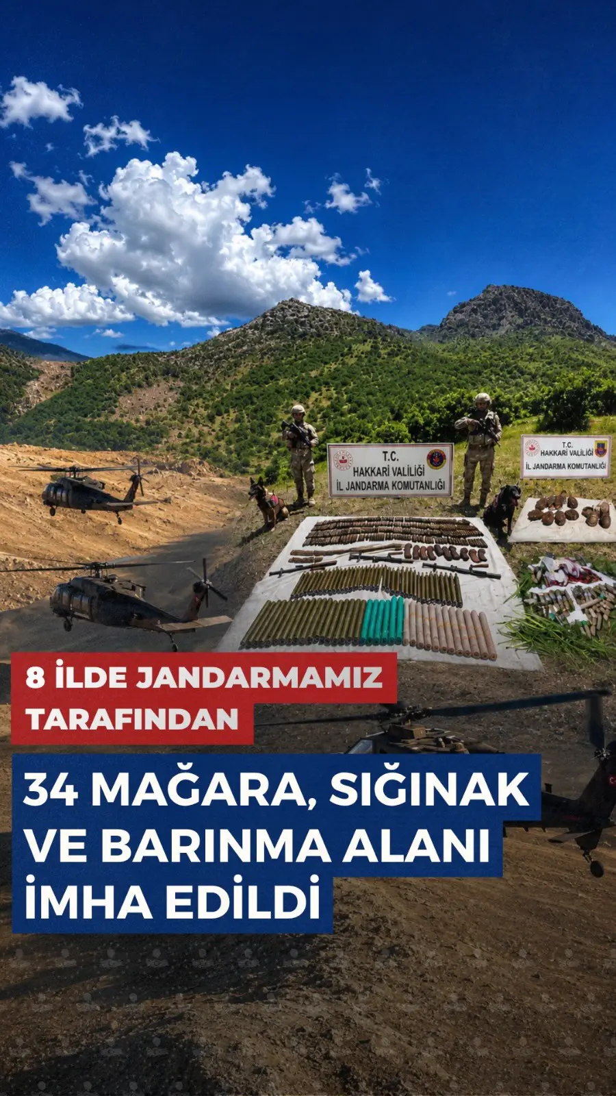 Jandarma Ekipleri Tarafından Yapılan Operasyonlar Sonucunda Bulunan Silahlar
