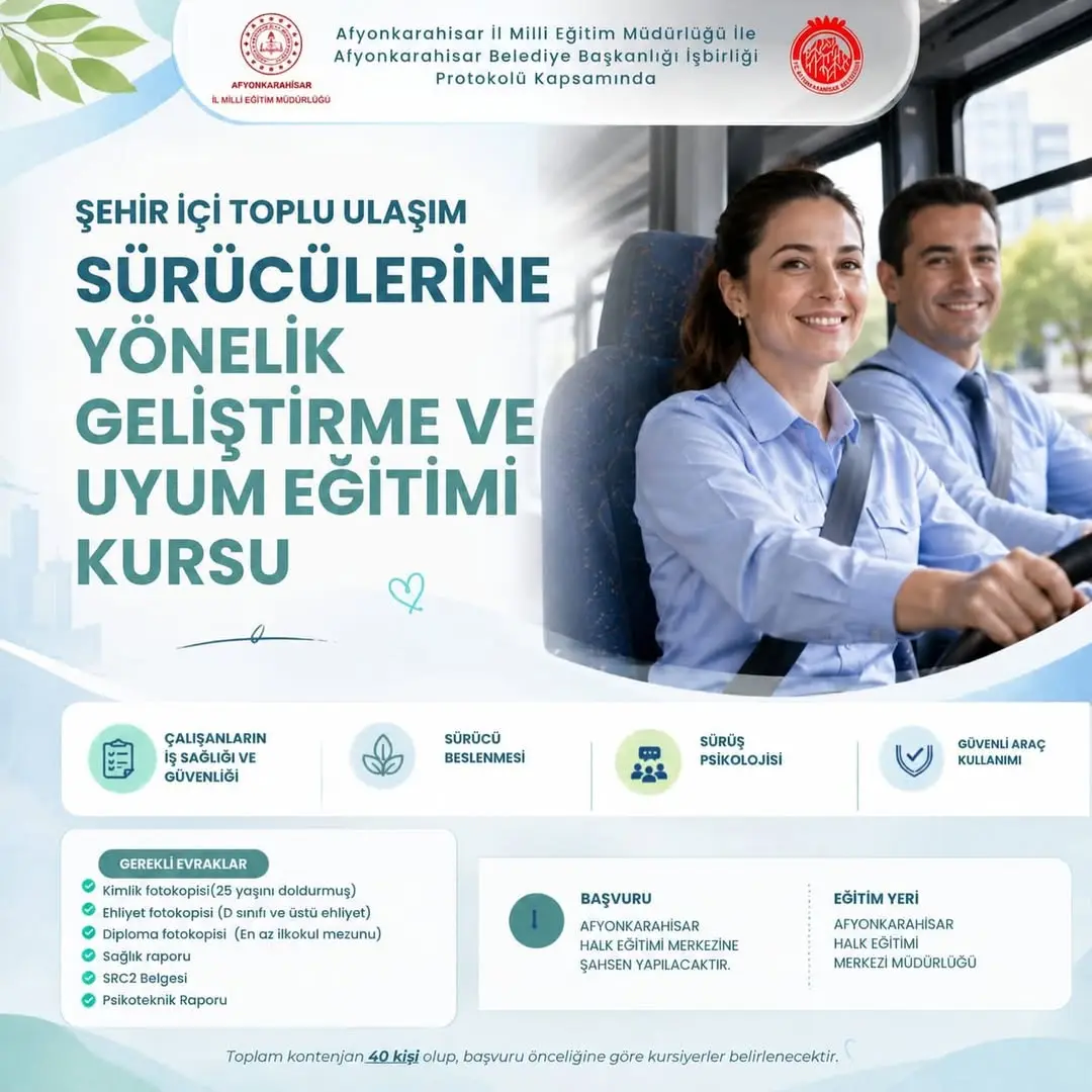 Afyonkarahisar Belediyesi'nden İstihdam Garantili Eğitim Kursu Duyurusu
