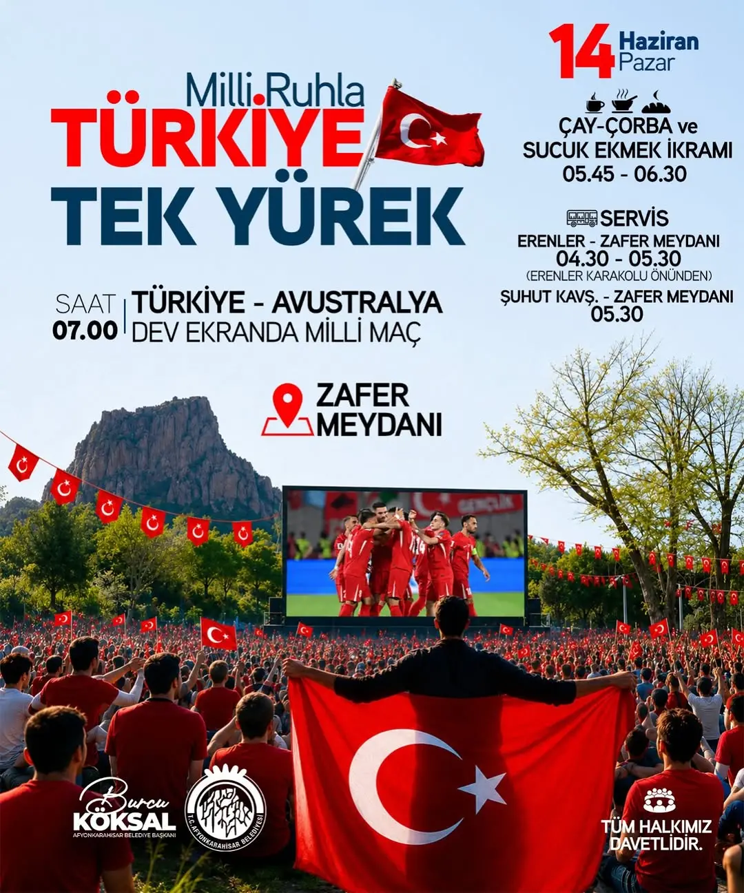 Afyonkarahisar Belediye Başkanı Burcu Köksal, Milli Takım Maçını Zafer Meydanı'nda İzlemeye Davet Ediyor