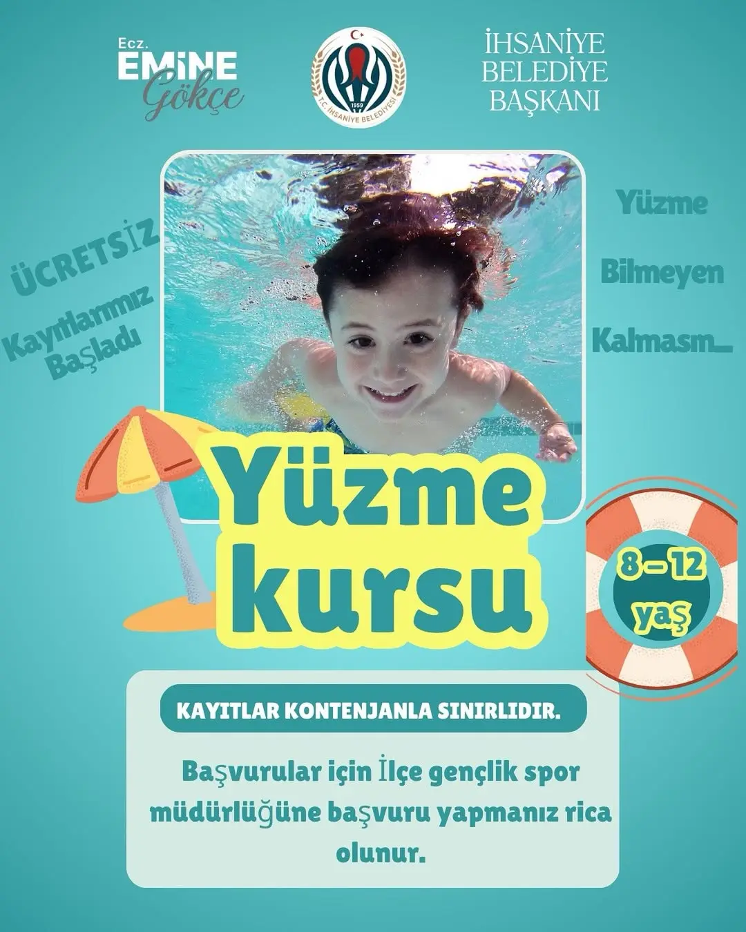 İhsaniye Belediyesi Yüzme Kursu Düzenliyor