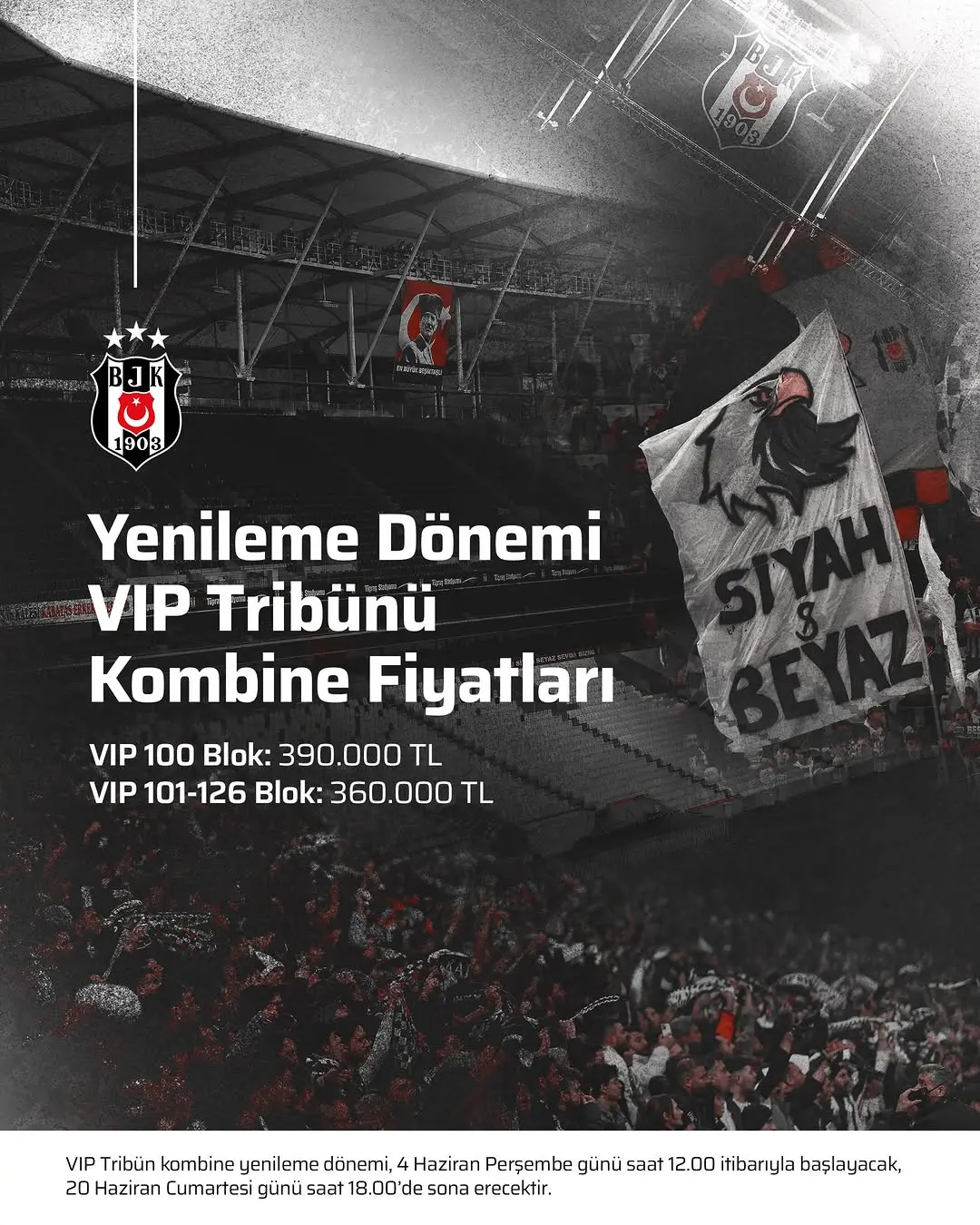 Beşiktaş VIP Tribün Kombine Yenileme Dönemi Başlıyor