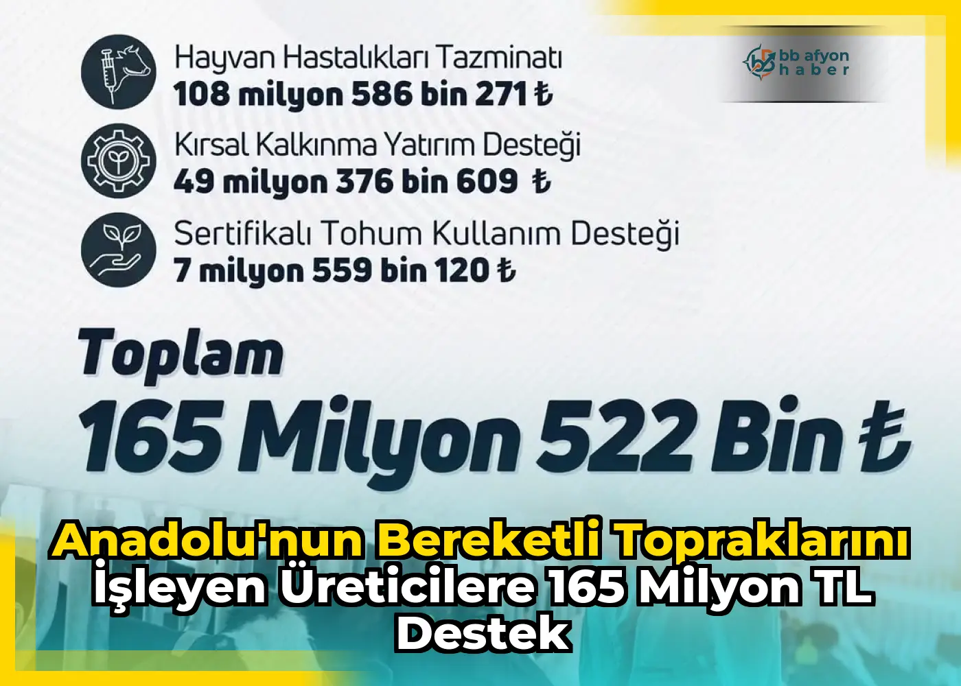 Anadolu'nun Bereketli Topraklarını İşleyen Üreticilere 165 Milyon TL Destek