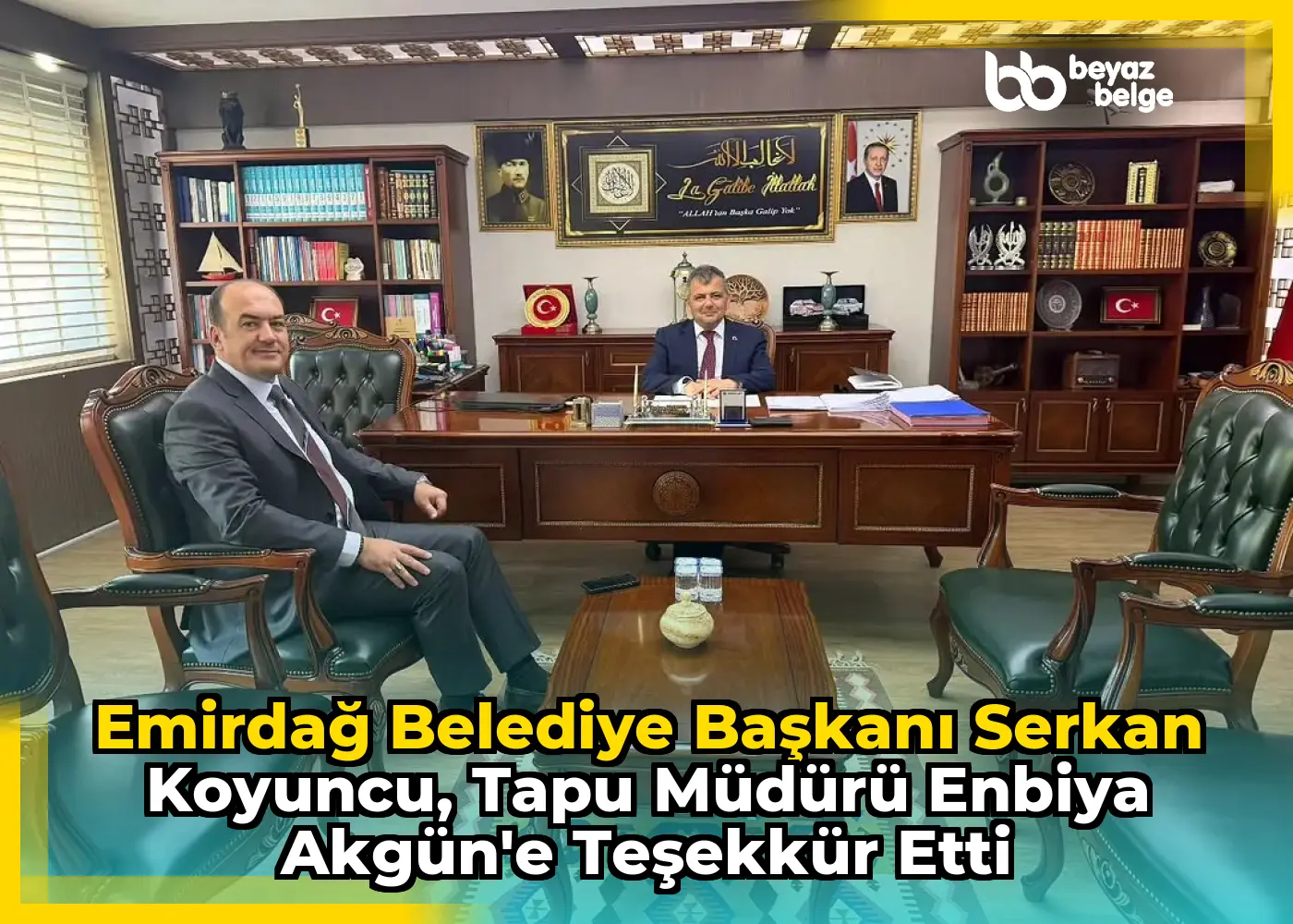 Emirdağ Belediye Başkanı Serkan Koyuncu, Tapu Müdürü Enbiya Akgün'e Teşekkür Etti