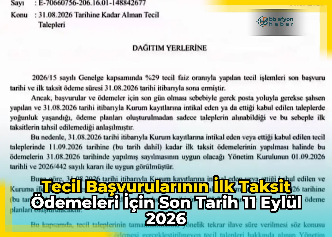 Tecil Başvurularının İlk Taksit Ödemeleri için Son Tarih 11 Eylül 2026
