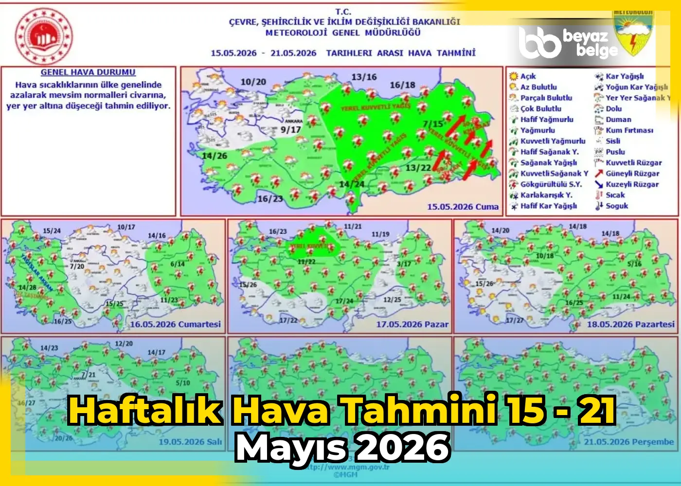 Haftalık Hava Tahmini 15 - 21 Mayıs 2026