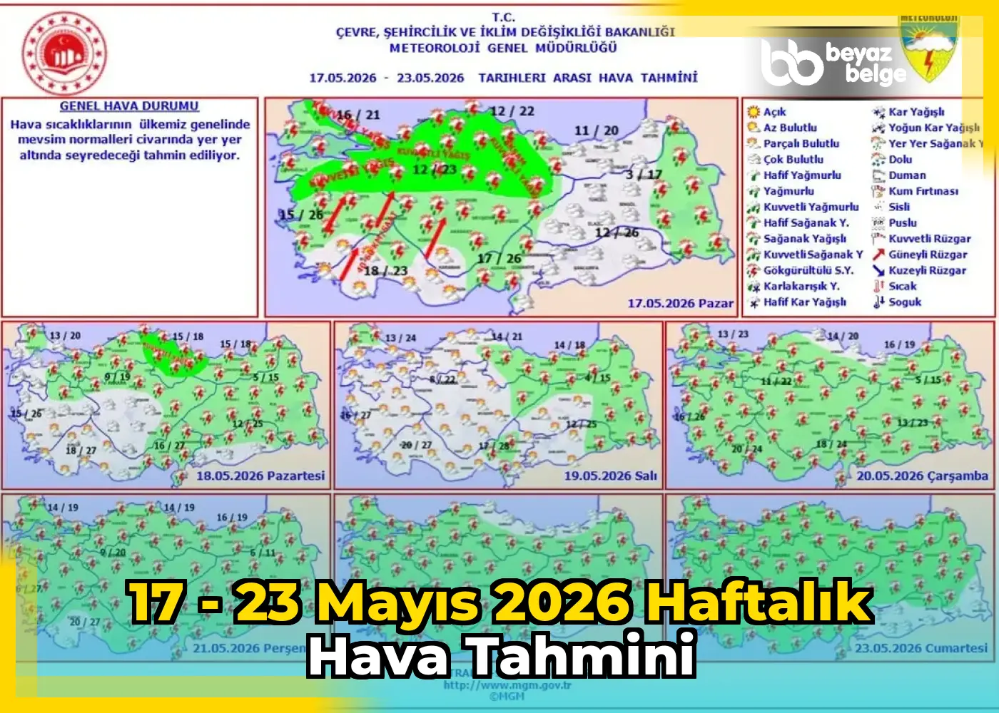 17 - 23 Mayıs 2026 Haftalık Hava Tahmini