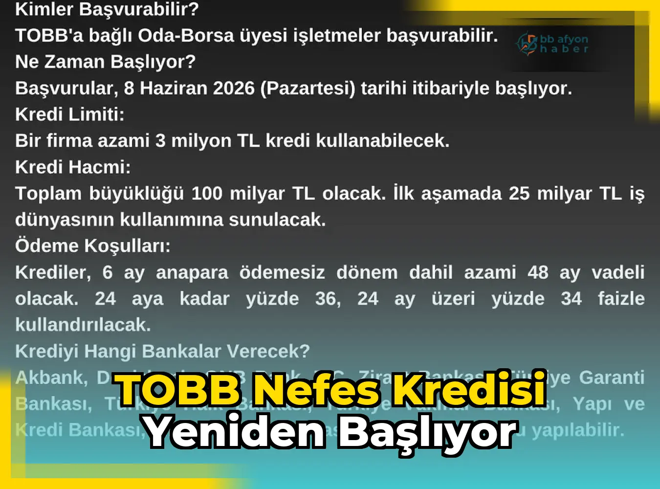 TOBB Nefes Kredisi Yeniden Başlıyor