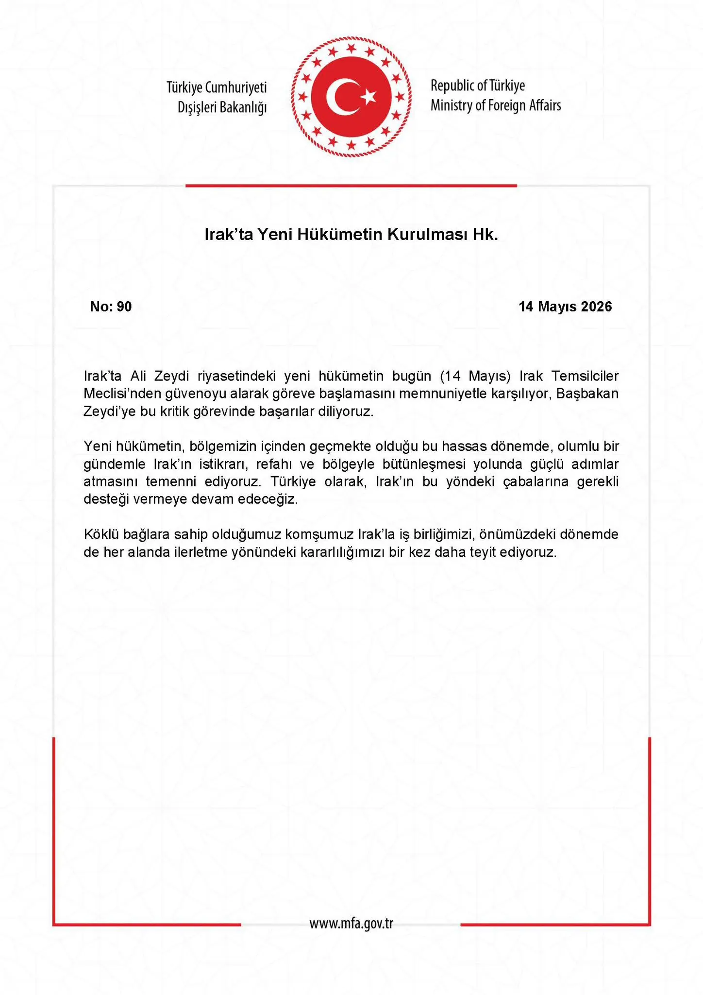 Irak'ta Yeni Hükümetin Kurulumu Üzerine Bilgi
