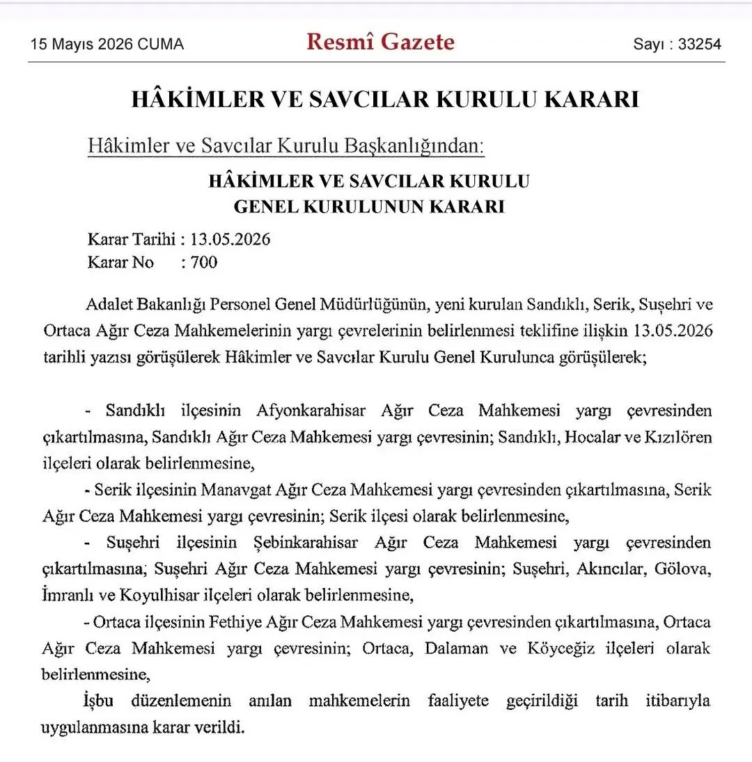 Sandıklı Ağır Ceza Mahkemesi Kuruldu